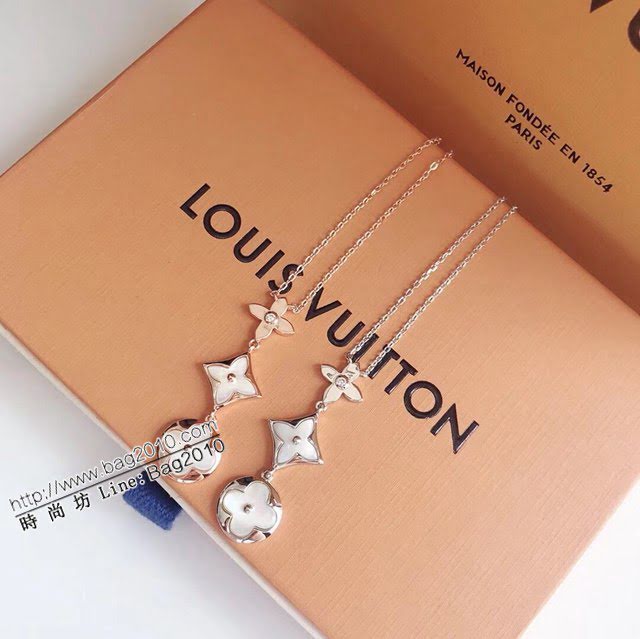 Louis Vuitton純銀飾品 路易威登三花白貝項鏈 LV四葉草吊墜鎖骨鏈  zglv1969